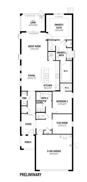 2D floor plan layout for the Sandstone by Mattamy Homes in Brightmore at Wellen Park, Venice, FL (Image 3).