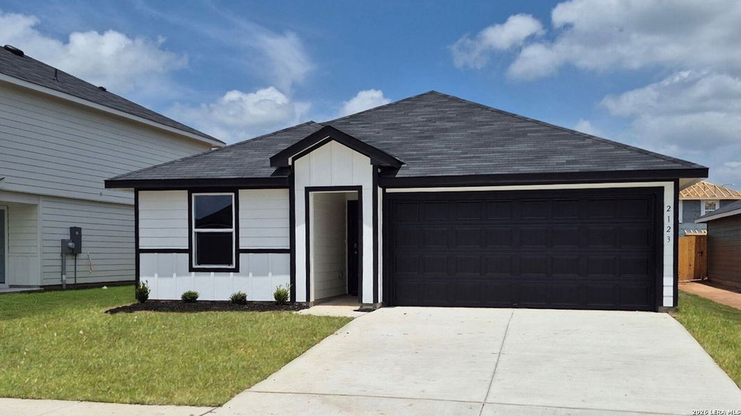 Front exterior of a new home in Ladera, Luling, TX, highlighting curb appeal (Image 1). Front exterior of a new home in Ladera, Luling, TX, highlighting curb appeal (Image 1).