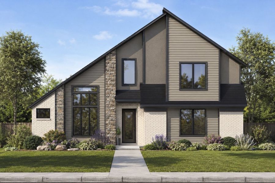 Representative exterior photo of a completed home built from the The Milan by Lillian Custom Homes in Ten Mile Creek, DeSoto, TX (Image 6).