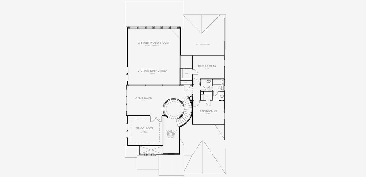 2D floor plan layout for the 3396W by Perry Homes in Mantua, Van Alstyne, TX (Image 3).