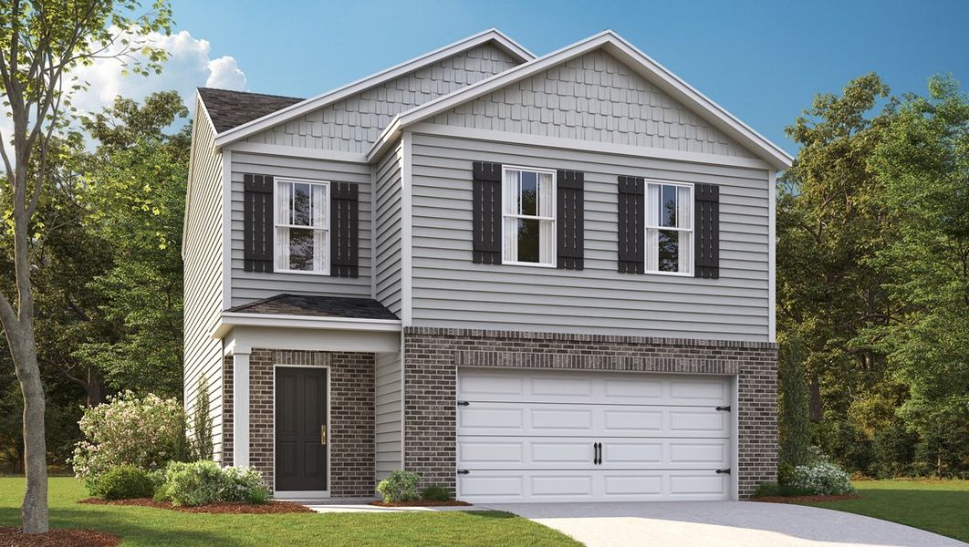 Front exterior of a new home in Paddington Place, Baxter, TN, highlighting curb appeal (Image 1).