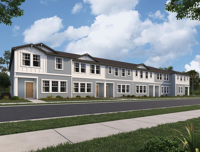 Representative exterior photo of a completed home built from the Malin by Starlight Homes in Pelham Square, Deland, FL (Image 1). Representative exterior photo of a completed home built from the Malin by Starlight Homes in Pelham Square, Deland, FL (Image 1).