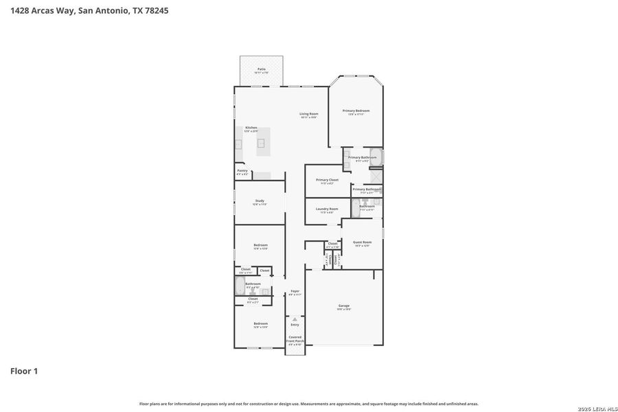 2D floor plan layout of this home in Arcadia Ridge - Classic Series, San Antonio, TX (Image 5).