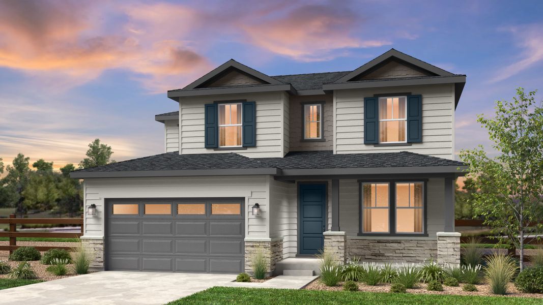 Representative exterior photo of a completed home built from the Silverthorne by Taylor Morrison in The Town Collection at Independence, Elizabeth, CO (Image 18).