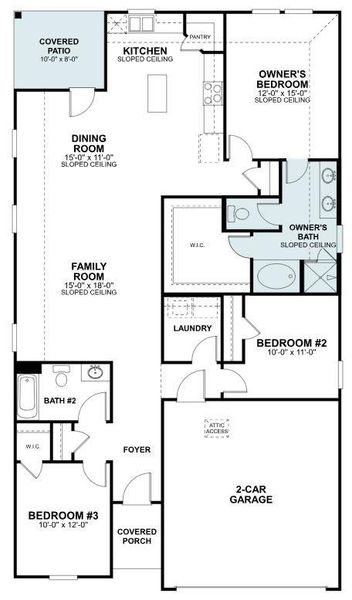 2D floor plan layout of this home in Cascades at Onion Creek, Austin, TX (Image 5). 2D floor plan layout of this home in Cascades at Onion Creek, Austin, TX (Image 5).