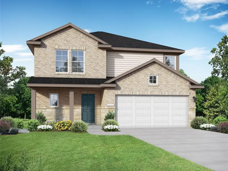 Front exterior of a new home in Emberly, Beasley, TX, highlighting curb appeal (Image 2). Front exterior of a new home in Emberly, Beasley, TX, highlighting curb appeal (Image 2).