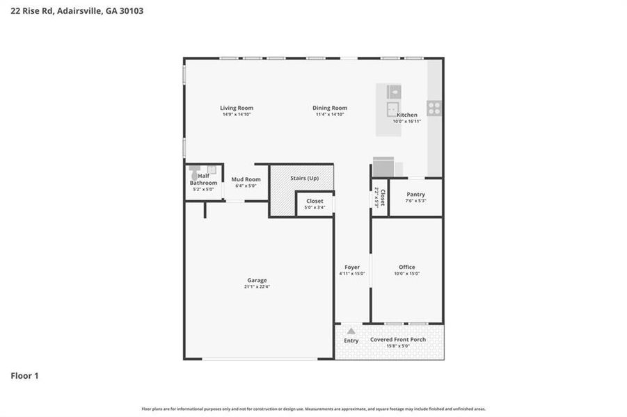 2D floor plan layout of this home in Manning Mill, Adairsville, GA (Image 5).