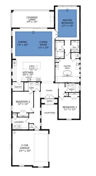 2D floor plan layout for the Avina - Classic Series | 50' Wide Lots by ICI Homes in Veranda Bay, Flagler Beach, FL (Image 3).