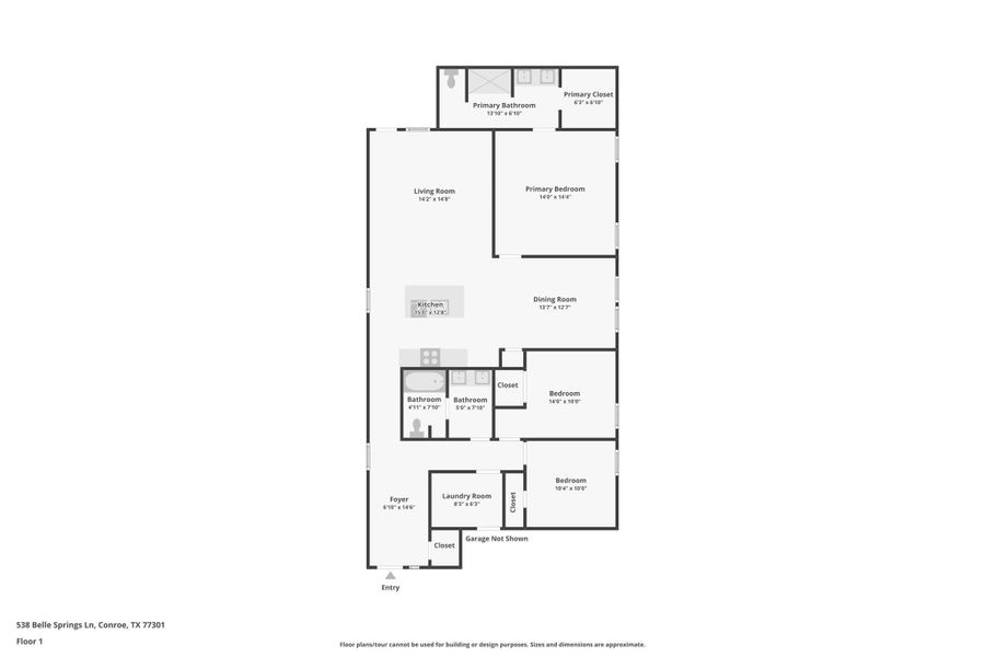 2D floor plan layout of this home in Venetian Pines, Conroe, TX (Image 4).