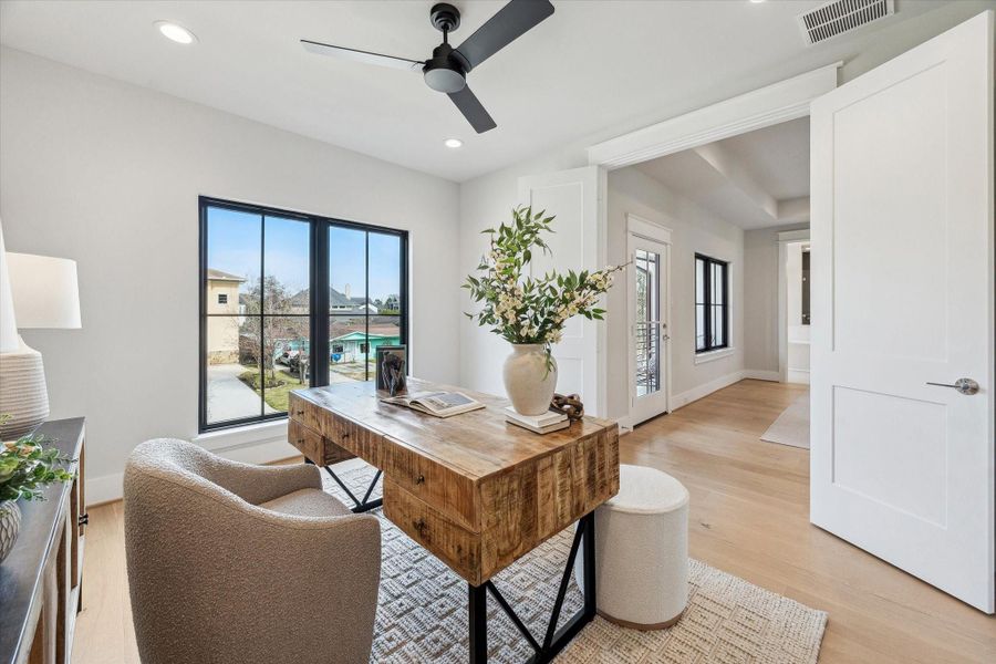 Flex room can be utilized as a secondary office space, gym, nursery, additional storage, etc.