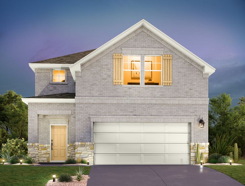 Representative exterior photo of a completed home built from the Granbury by Ashton Woods in The Trails at Carmel, Pflugerville, TX (Image 26).