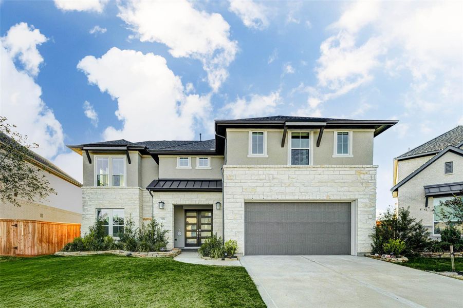 Front exterior of a new home in , Fulshear, TX, highlighting curb appeal (Image 1). Front exterior of a new home in , Fulshear, TX, highlighting curb appeal (Image 1).