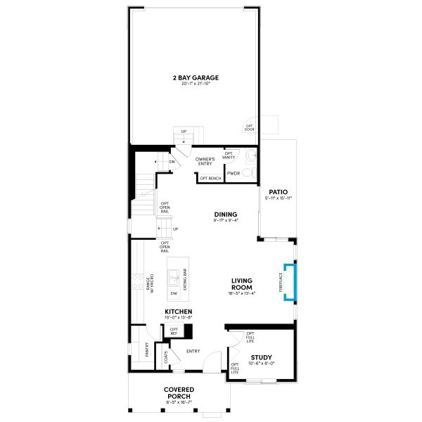 2D floor plan layout for the Spark Three by Brookfield Residential in Spark at Uplands, Westminster, CO (Image 5).