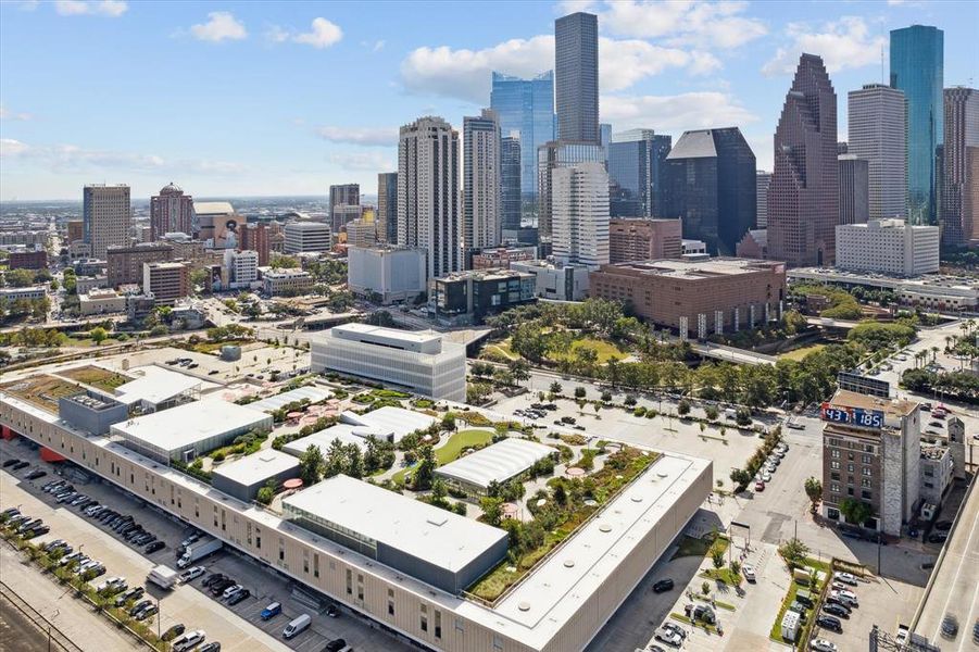 POST Houston, a dynamic downtown destination featuring a rooftop park, dining, and entertainment with sweeping city views.