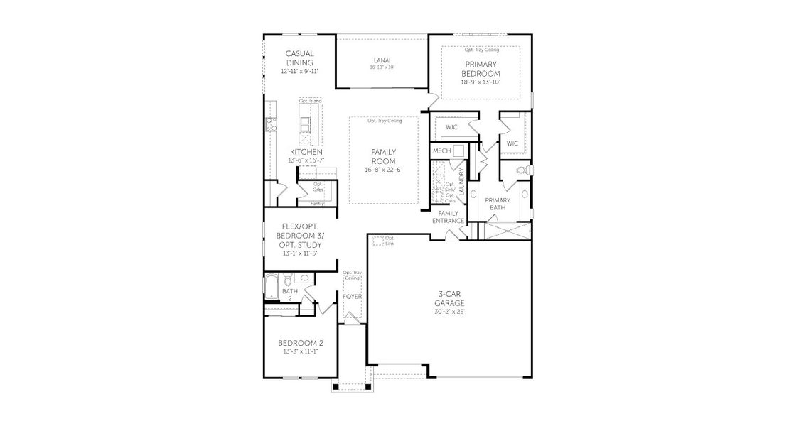 2D floor plan layout for the Cooper - Homesites by Dream Finders Homes in Veranda Bay, Flagler Beach, FL (Image 3).