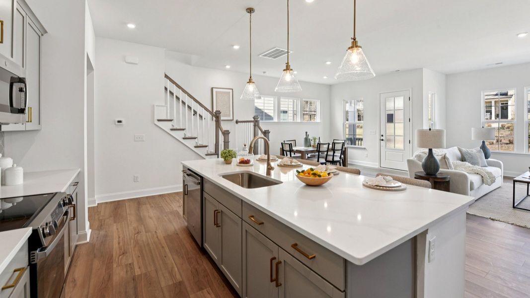 The 3-Story Brentwood Plan by DRB homes in River District Charlotte NC- Kitchen