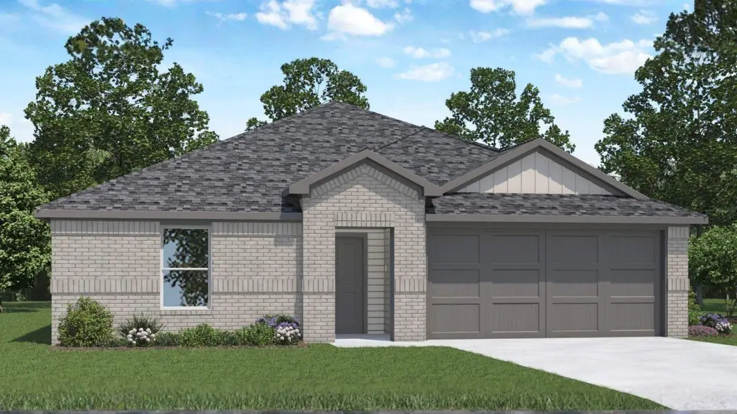 Front exterior of a new home in Silverthorne, Conroe, TX, highlighting curb appeal (Image 1). Front exterior of a new home in Silverthorne, Conroe, TX, highlighting curb appeal (Image 1).