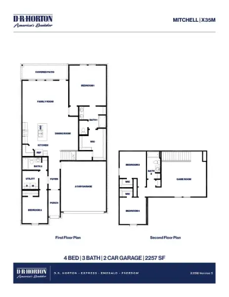 2D floor plan layout for the Mitchell by D.R. Horton in Madeley Creek Preserve, Conroe, TX (Image 3). 2D floor plan layout for the Mitchell by D.R. Horton in Madeley Creek Preserve, Conroe, TX (Image 3).