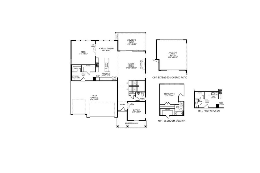 2D floor plan layout for the Sunset by Brightland Homes in Montaine, Castle Rock, CO (Image 4).