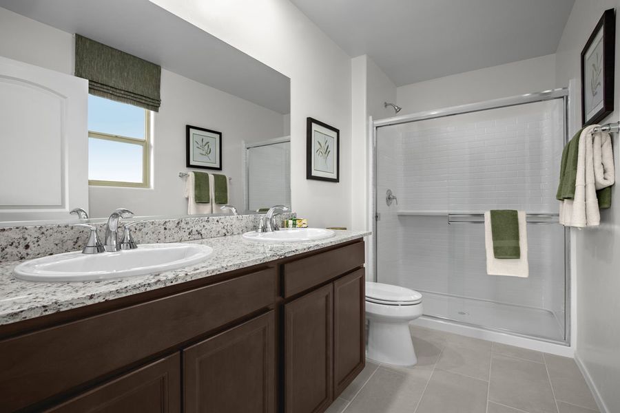 Upgraded Silestone® quartz countertop at primary bath