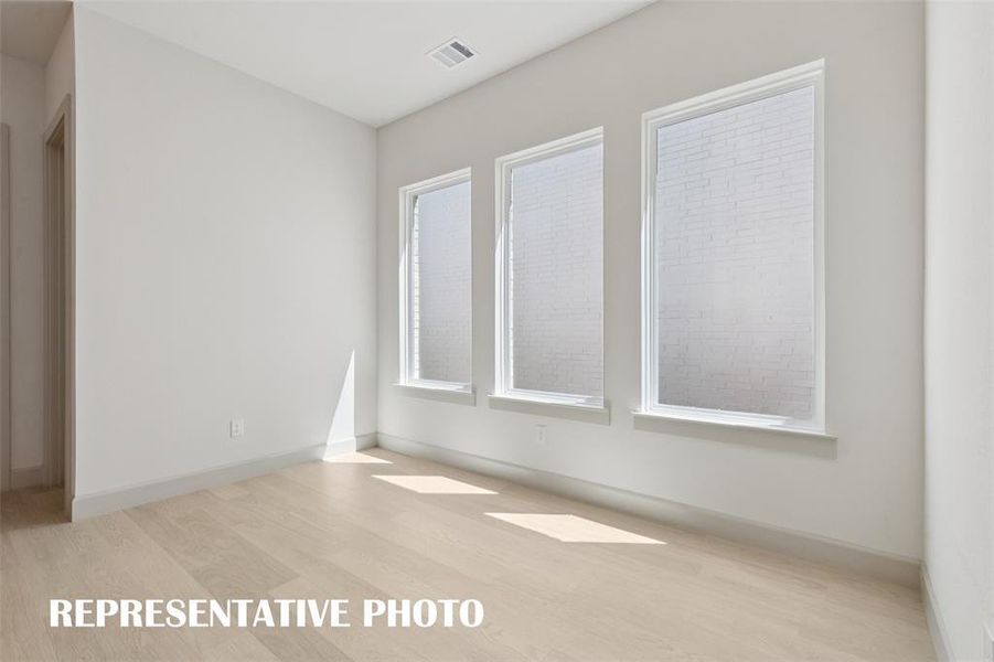 The light filled dining room is the perfect place to host lively dinner parties or cozy family meals.  REPRESENTATIVE PHOTO