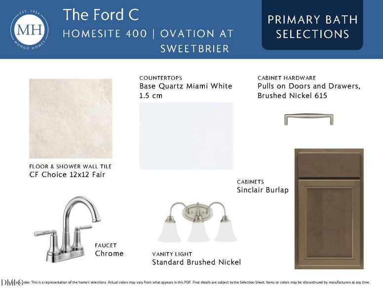 Primary Bathroom Design Selections