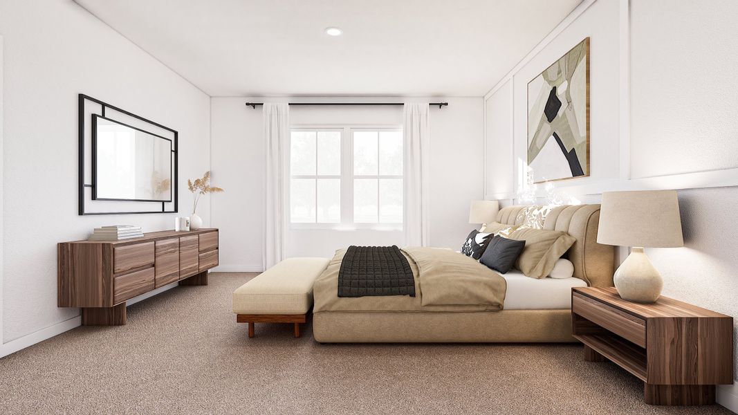 Decorative feature wall in primary suite