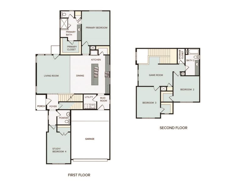 2D floor plan layout of this home in Cross Creek, Cedar Park, TX (Image 2).