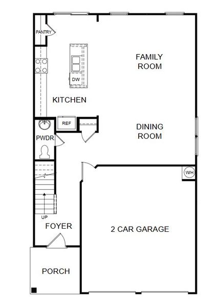 2D floor plan layout for the Greenbrier by Piedmont Residential in Castleberry Pointe, Dawsonville, GA (Image 4).