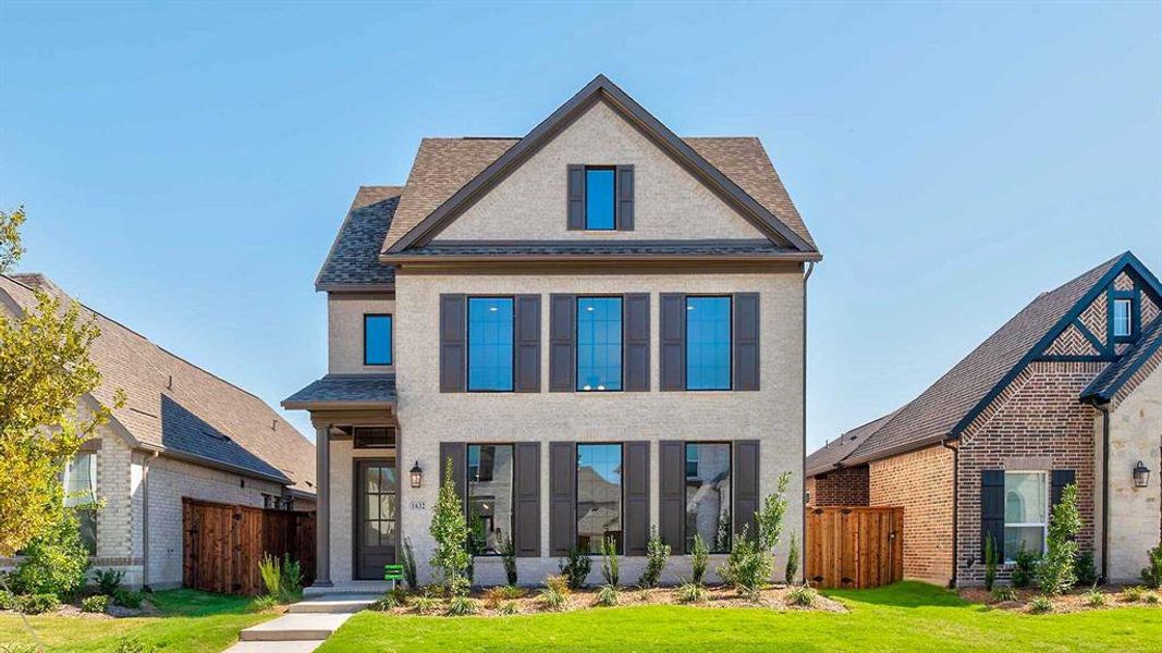Front exterior of a new home in The Parks At Wilson Creek 40', Celina, TX, highlighting curb appeal (Image 1).