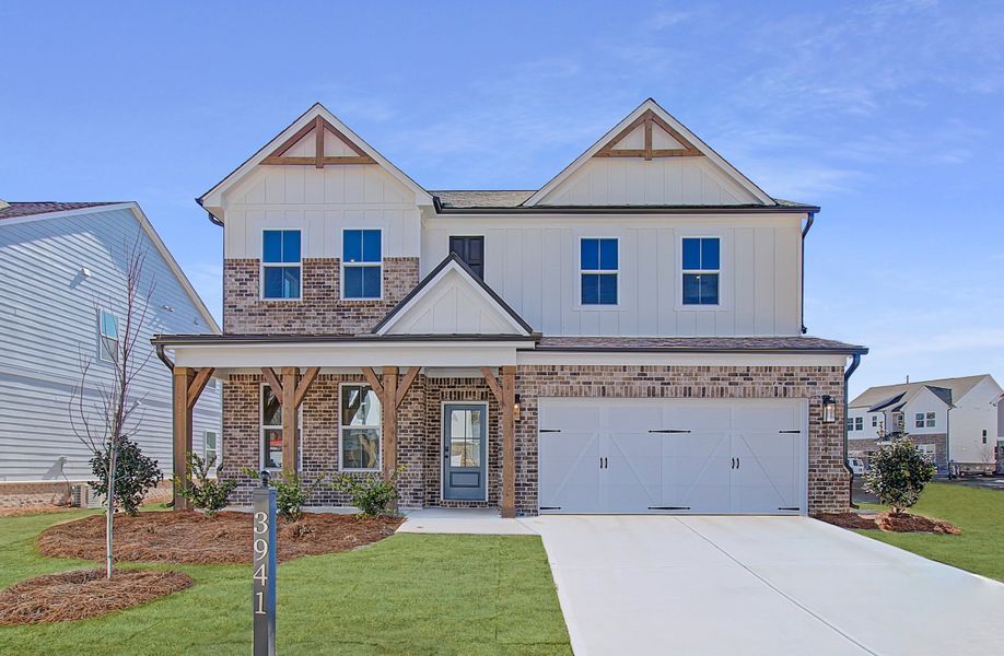 Representative exterior photo of a completed home built from the Emerson by Beazer Homes in Tiberon Woods, Cumming, GA (Image 14).