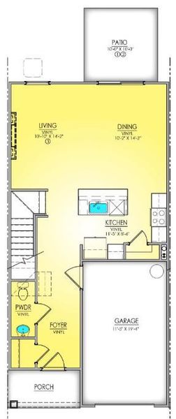 2D floor plan layout of this home in Meece Townhomes, Easley, SC (Image 3). 2D floor plan layout of this home in Meece Townhomes, Easley, SC (Image 3).