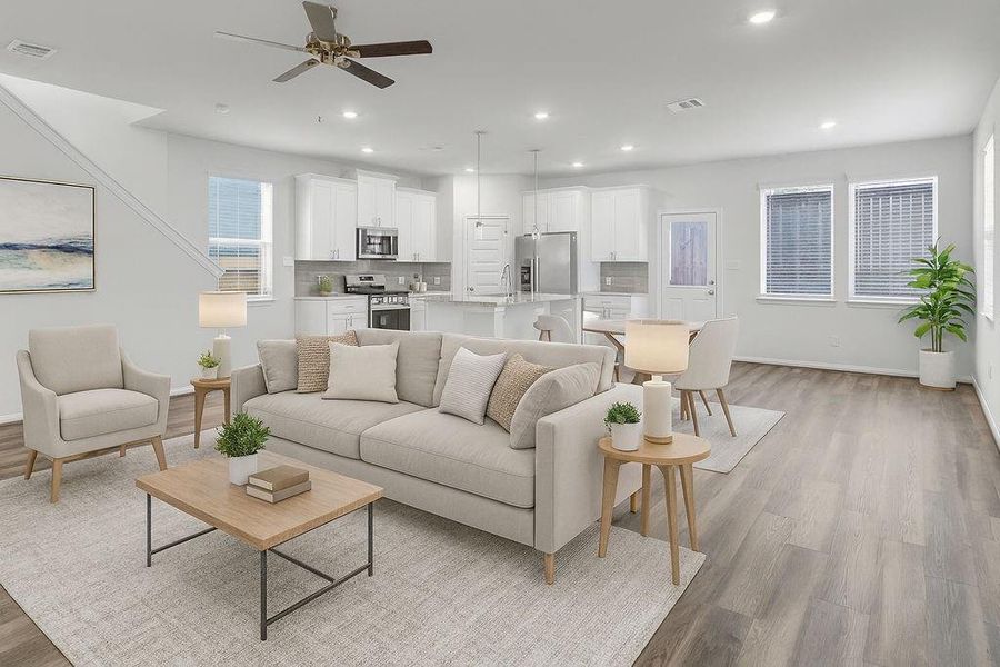 Bright and spacious open-concept living area Bright and spacious open-concept living area