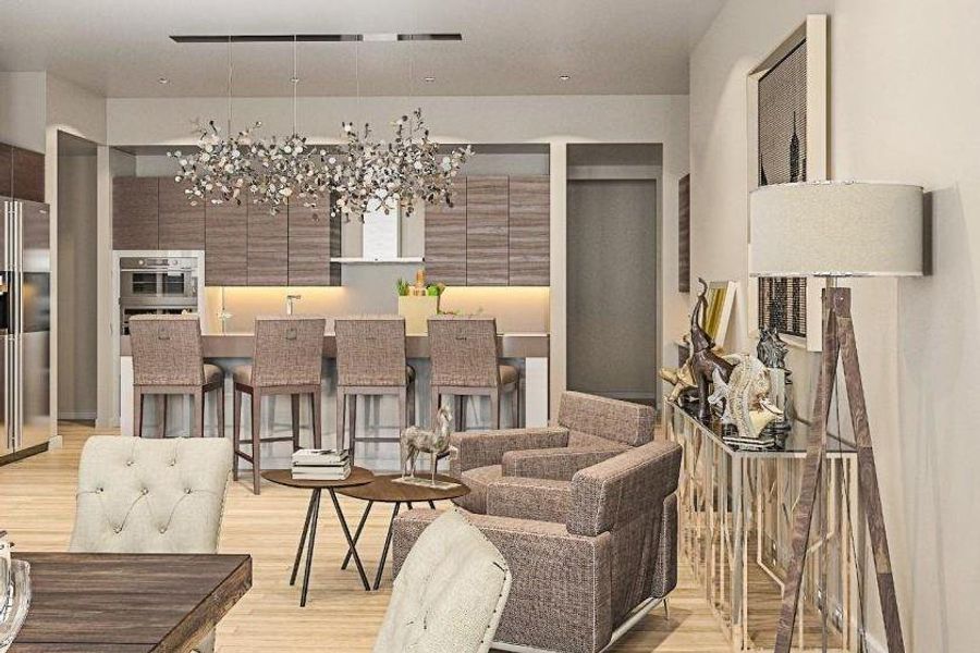 Kitchen and living area Kitchen and living area