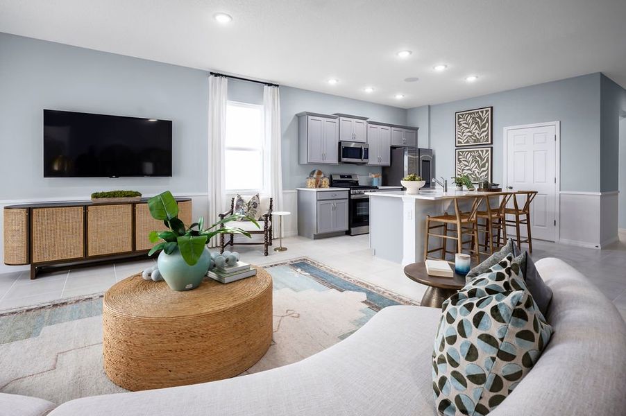 Representative furnished interior of a home built from the Luna by Risewell Homes in Eagletail Landings, Howey-in-the-Hills (Image 6). Representative furnished interior of a home built from the Luna by Risewell Homes in Eagletail Landings, Howey-in-the-Hills (Image 6).