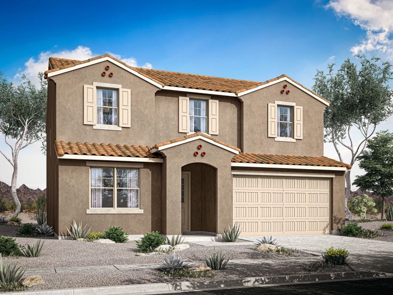 Representative exterior photo of a completed home built from the Pacific by Mattamy Homes in White Tank Vistas, Waddell, AZ (Image 3).