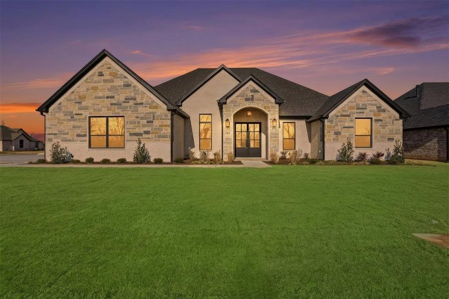 Front exterior of a new home in , Granbury, TX, highlighting curb appeal (Image 25). Front exterior of a new home in , Granbury, TX, highlighting curb appeal (Image 25).