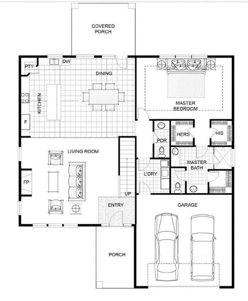 2D floor plan layout of this home in Walker's Pointe, Anderson, SC (Image 6).
