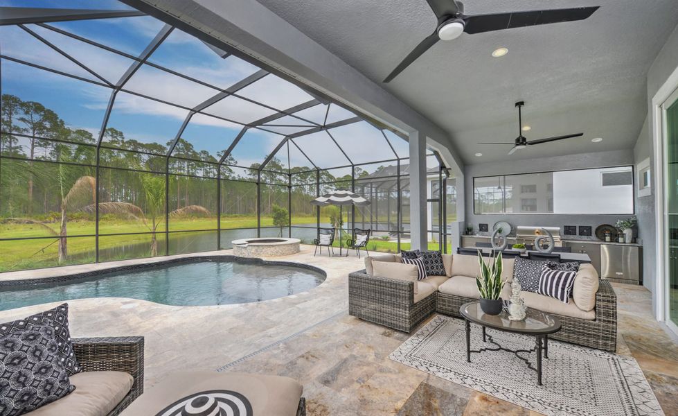Exterior details and patio area of a home in Plantation Bay, Ormond Beach (Image 4).