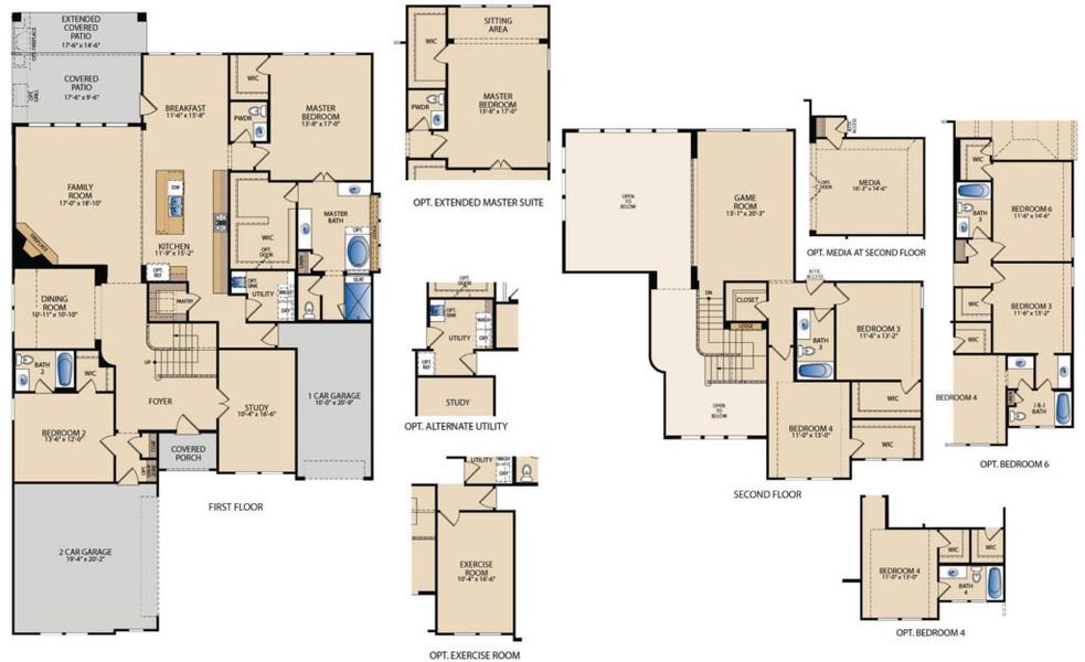 2D floor plan layout for the Bingham II by Pacesetter Homes in Nelson Lake, Rockwall, TX (Image 4).