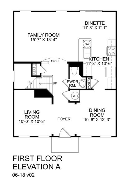 2D floor plan layout for the Ernest Hemingway by Ryan Homes in Fost, Moyock, NC (Image 2).