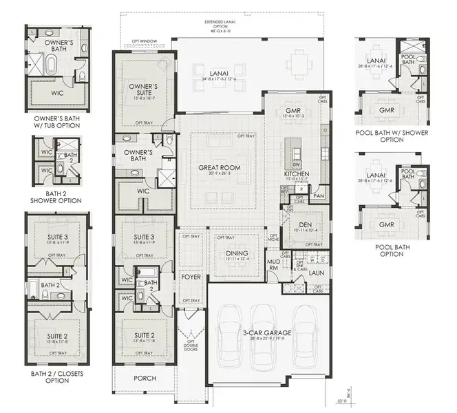 2D floor plan layout for the Outrigger by Homes by Towne in Palmera at Wellen Park, Venice, FL (Image 3).