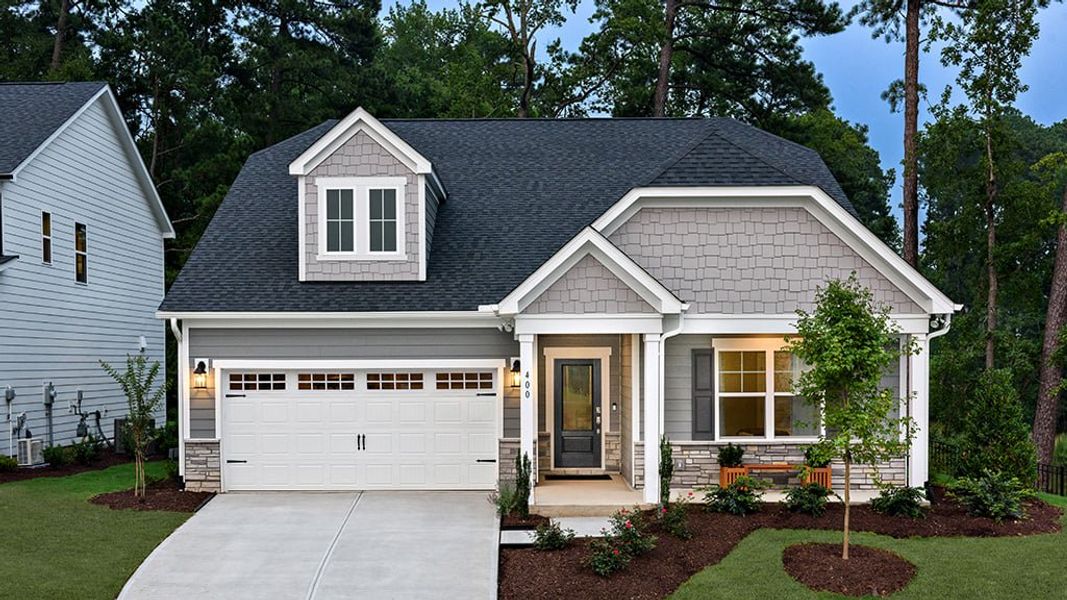 Representative exterior photo of a completed home built from the Newport by Taylor Morrison in Hidden Creek, Cary, NC (Image 1).