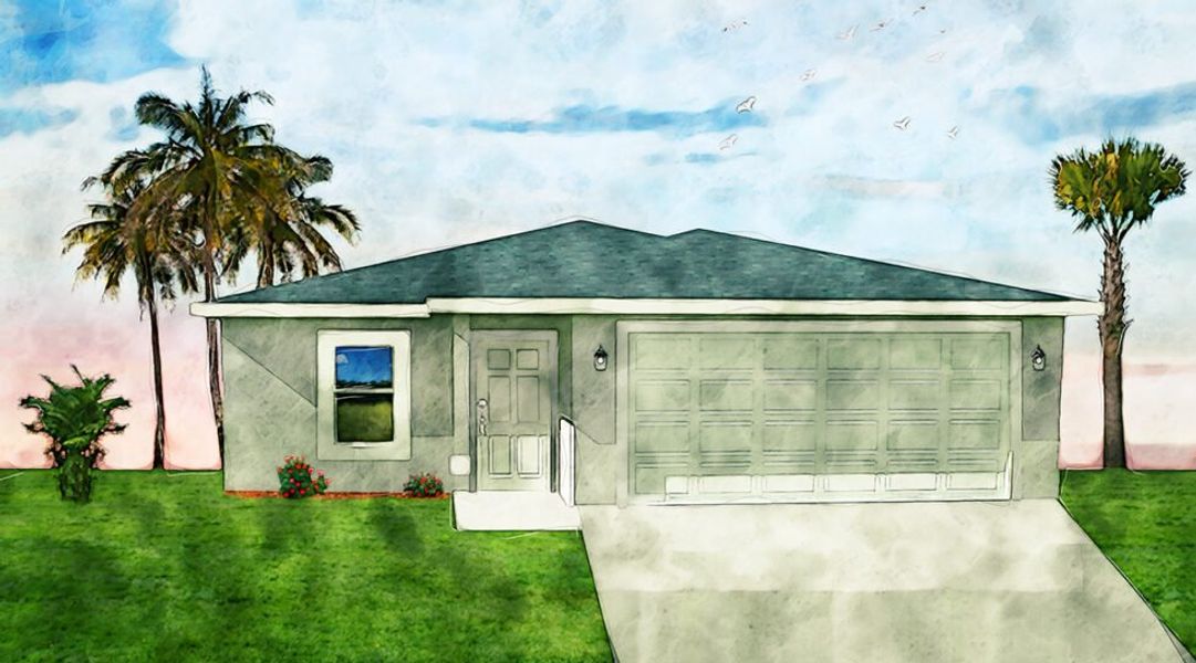 Architectural rendering of home exteriors planned for Banyan Village in Labelle, FL (Image 3).