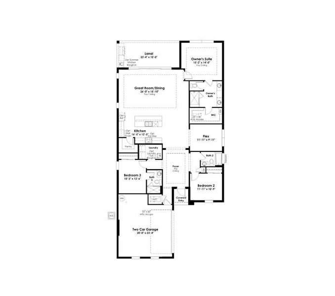 2D floor plan layout of this home in Woodland Preserve, Parrish, FL (Image 4).