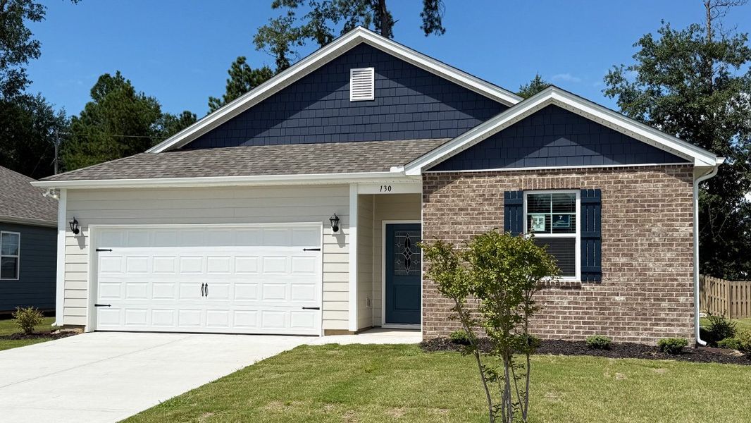 Front exterior of a new home in Sease's Pond, Gilbert, SC, highlighting curb appeal (Image 1). Front exterior of a new home in Sease's Pond, Gilbert, SC, highlighting curb appeal (Image 1).