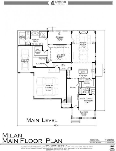 2D floor plan layout for the Milan by Celebration Homes in Annecy, Nolensville, TN (Image 4).