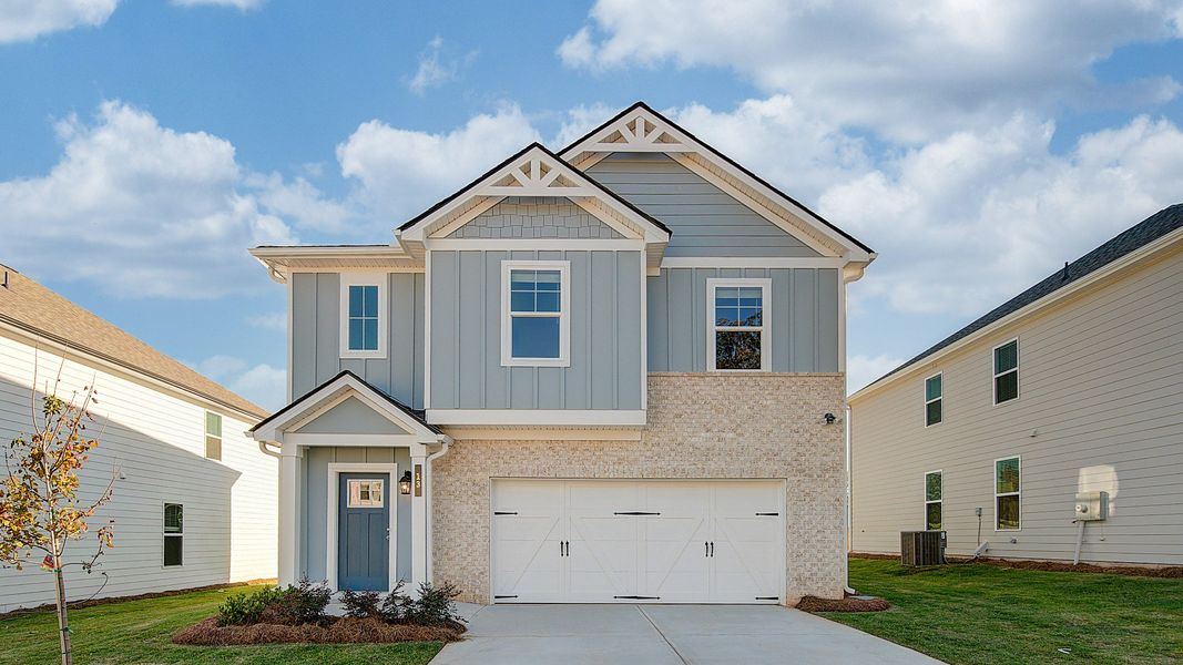 Representative exterior photo of a completed home built from the Layla II by DRB Homes in Enclave at Evergreen, Fairburn, GA (Image 23). Representative exterior photo of a completed home built from the Layla II by DRB Homes in Enclave at Evergreen, Fairburn, GA (Image 23).
