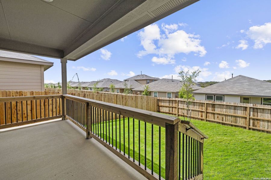 Exterior details and patio area of a home in Brookstone Creek, San Antonio (Image 2).