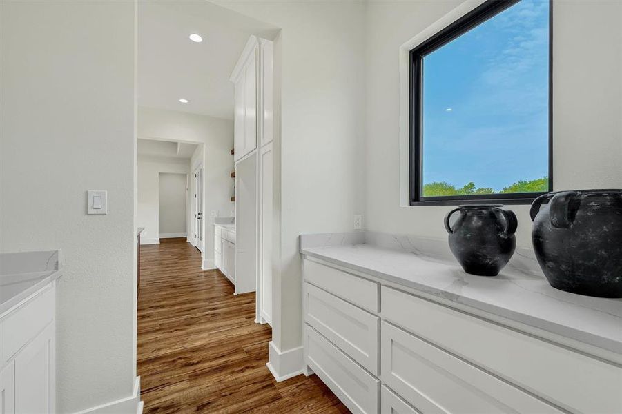 Ample countertop and cabinetry space